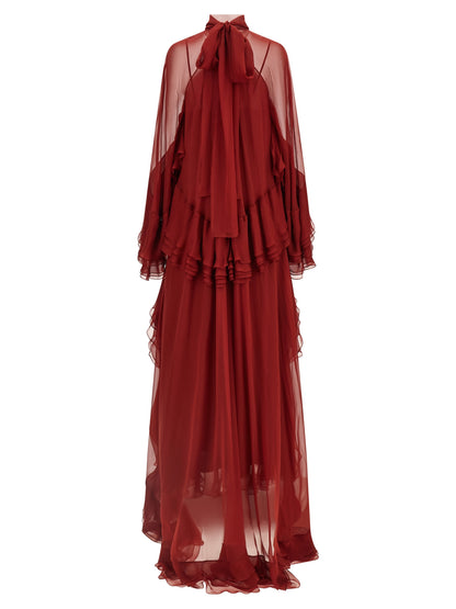 Alberta Ferretti Bordeaux Silk Long Dress