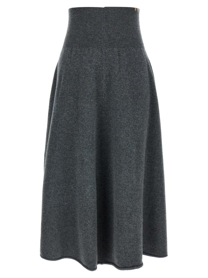 Extreme Cashmere Gray Cashmere Midi Skirt