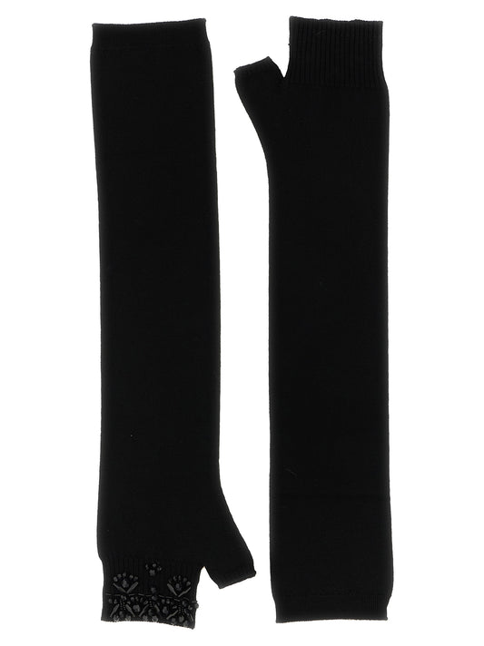 Gloves by P.A.R.O.S.H. for women in cashmere black showcases an distinguished silhouette, defined by its sophisticated fingerless-gloves construction and elegant for a truly distinguished finish.