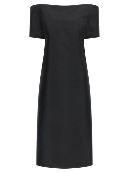Jil Sander Black Silk Midi Dress