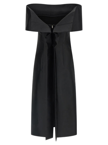 Jil Sander Black Silk Midi Dress