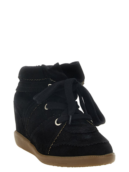 Isabel Marant Black Cowhide Wedge Sandals