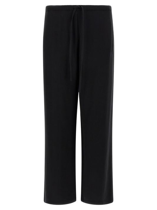Casual Pants by SECOND/LAYER for men in cotton & lyocell black & white features an sophisticated and straight-leg, relaxed-fit & wide with a precise long, creating a sophisticated and sophisticated silhouette.