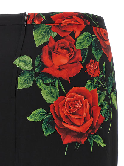 Dolce & Gabbana Black Silk Midi Skirt