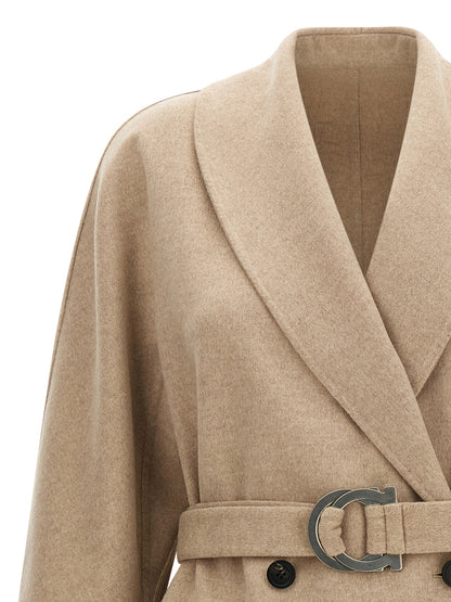 Ferragamo Beige Virgin Wool Coat