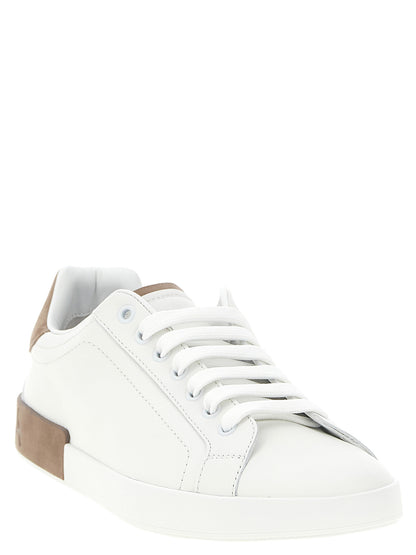 Dolce & Gabbana Beige Calfskin Low Top Sneakers