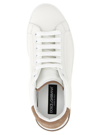 Dolce & Gabbana Beige Calfskin Low Top Sneakers