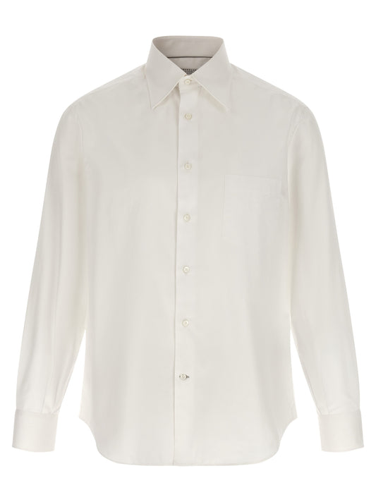 Shirt by Brunello Cucinelli for men in cotton white features an polished silhouette, showcasing a sophisticated and detail for a truly polished finish.