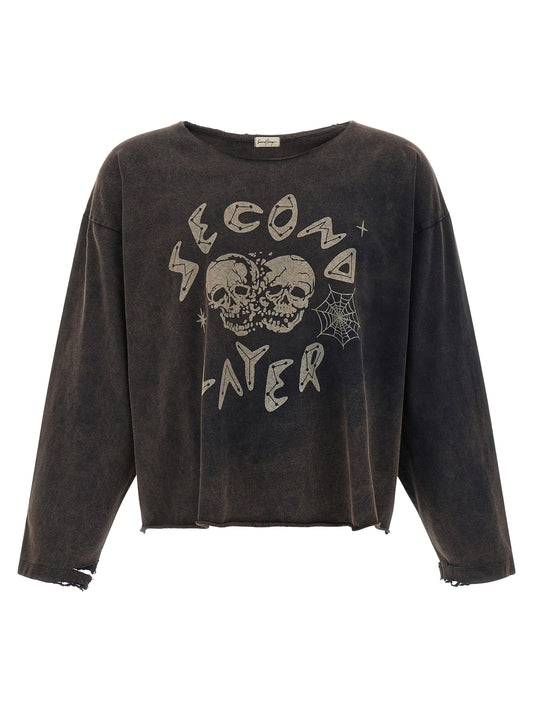 T-Shirt by SECOND/LAYER for men in cotton black, signature & print showcases a chic silhouette, artfully detailed with a chic and for a chic finish.