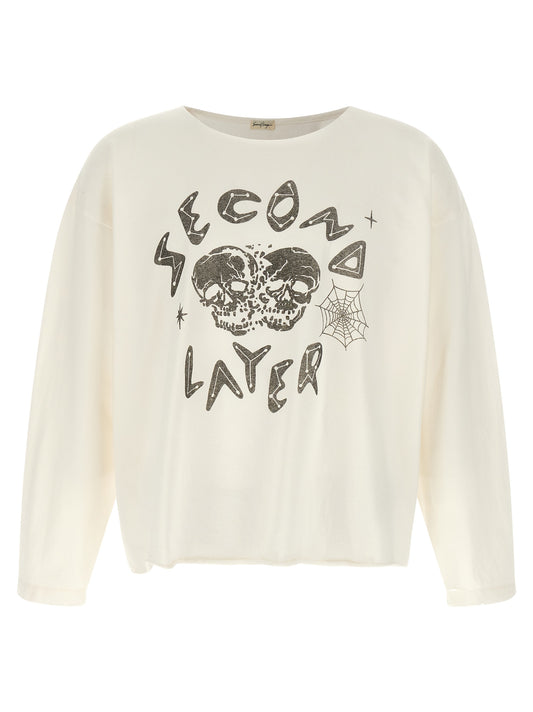 T-Shirt by SECOND/LAYER for men in cotton white features an on trend silhouette, perfectly showcasing a on trend and wide-neck neckline for an elevated aesthetic.