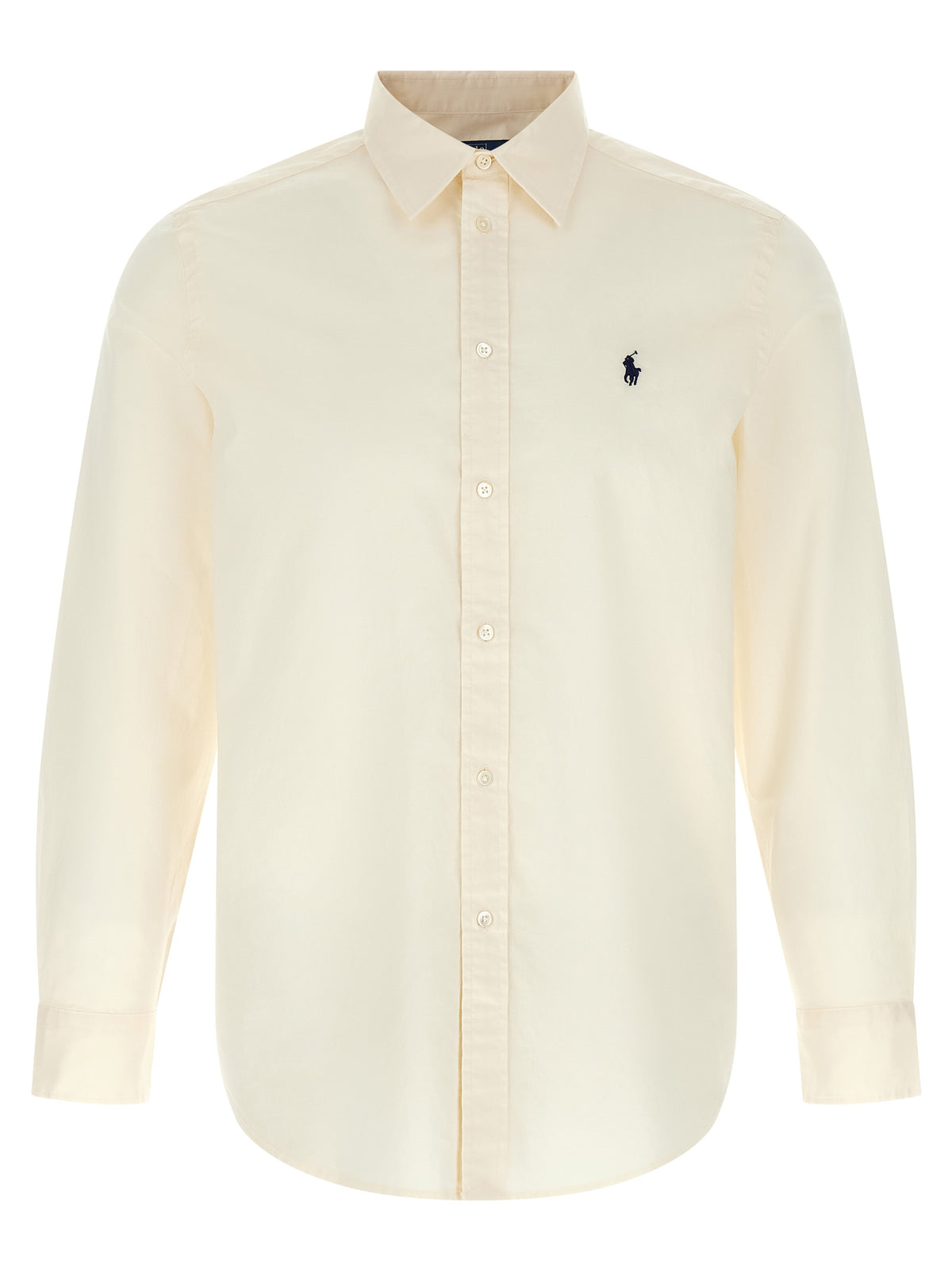 Polo Ralph Lauren Pony Women's Long-Sleeve Cotton Blouse - Beige Navy