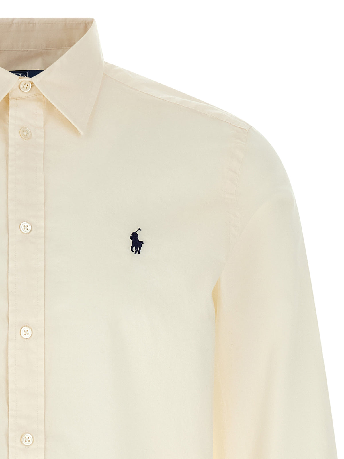 Polo Ralph Lauren Pony Women's Long-Sleeve Cotton Blouse - Beige Navy
