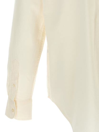 Polo Ralph Lauren Pony Women's Long-Sleeve Cotton Blouse - Beige Navy