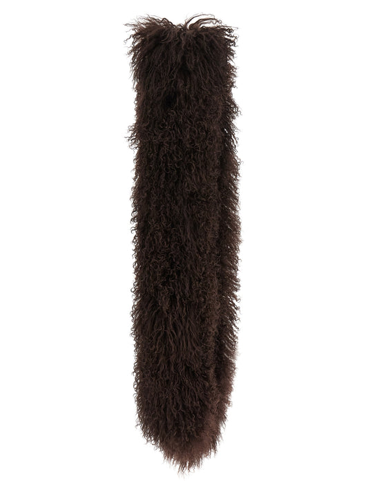 Scarf by Yves Salomon for women in lamb shearling brown presents a effortlessly chic silhouette, artfully capturing the essence of the effortlessly chic Lamb Shearling Wrap Scarf design for a sophisticated look.