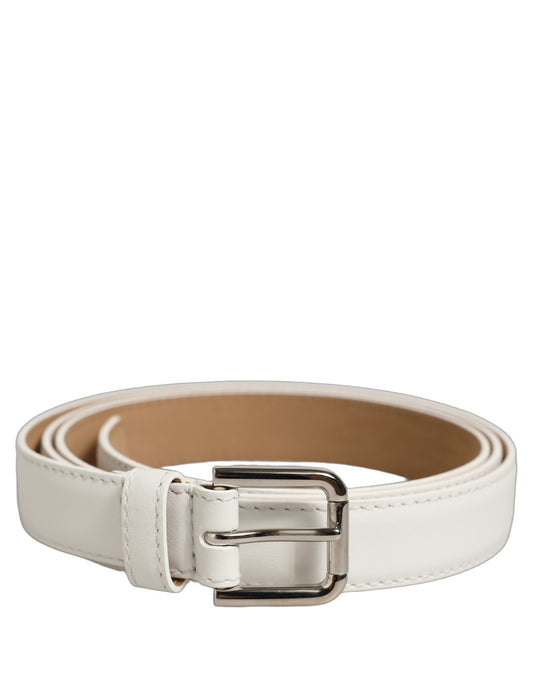 Belt by Dolce & Gabbana for women in leather & metal silver & white features an artisanal finish, elegantly showcasing the signature style and artisanal craftsmanship of the Leather & Metal Belt design.