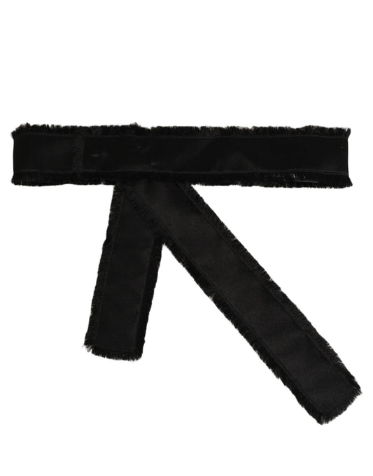 Belt by Dolce & Gabbana for women in cotton velvet & acetate black features an artisanal finish, elegantly showcasing the signature style and artisanal craftsmanship of the Cotton Velvet & Acetate Belt design.