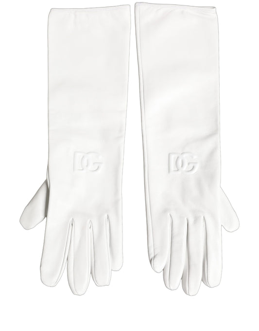 Gloves by Dolce & Gabbana for women in leather white showcases an distinguished silhouette, defined by its sophisticated gloves construction and elegant for a truly distinguished finish.