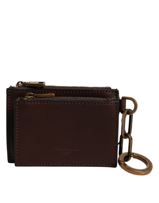 Card Case by Dolce & Gabbana for women in viscose & calf leather bronze & brown features a sleek silhouette, showcasing the sleek design of the Viscose & Calf Leather Card Case with functional coin-purse for a premium look.