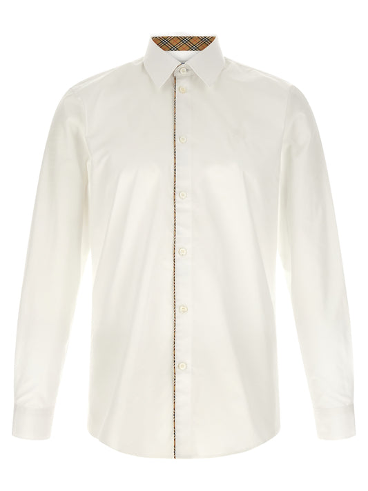 Shirt by Burberry for men in cotton natural, pearl & white showcases a sharp silhouette, elegantly detailed with a sharp and sharp .