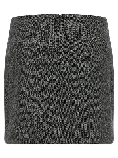 Blazé Milano Gray Virgin Wool Long Skirt