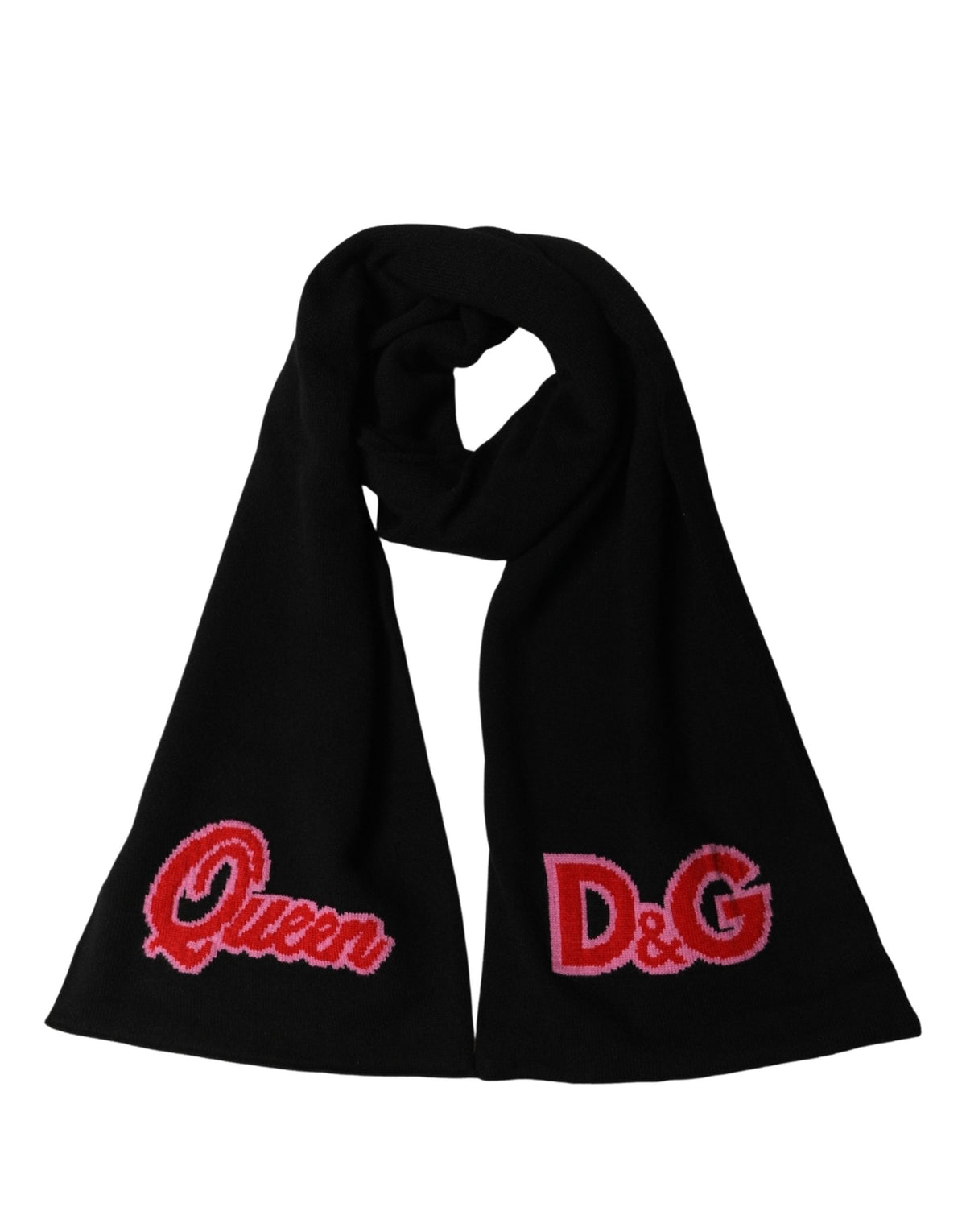 Dolce & Gabbana Black D&G Queen Cashmere Knitted Shawl Scarf