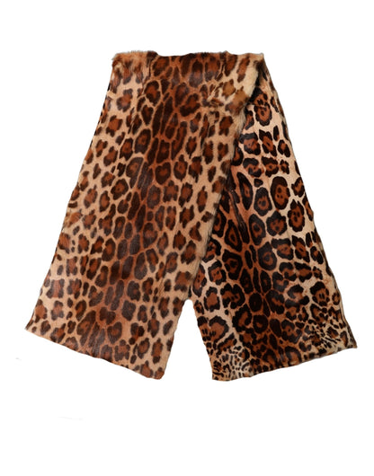 Dolce & Gabbana Brown Leopard Printed Goat Hair Shawl Scarf