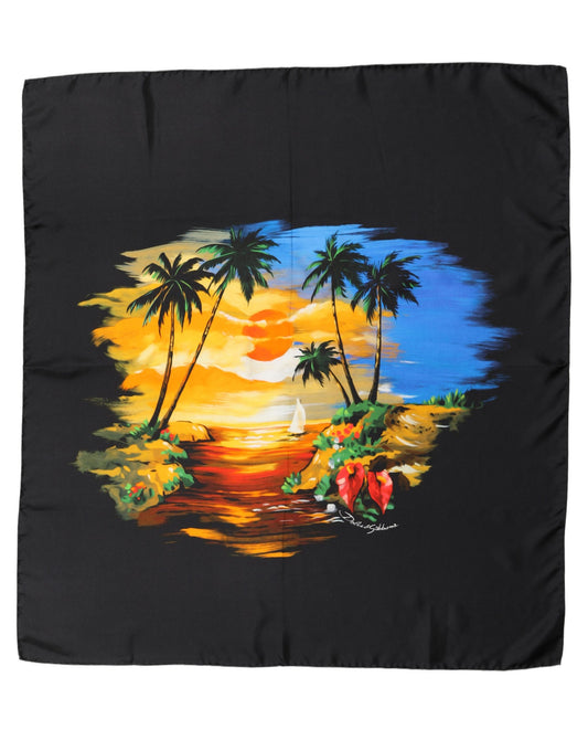 Scarf by Dolce & Gabbana for women in silk black & print features a snug silhouette, perfectly showcasing the elegant drape and premium finish of the Silk Foulard Square Scarf.