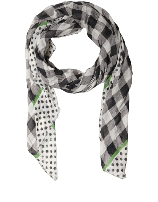Scarf by Dolce & Gabbana for women in modal & cashmere black, green, white & patterned presents a effortlessly chic silhouette, artfully capturing the essence of the effortlessly chic Modal & Cashmere Shawl Rectangular Scarf design for a sophisticated look.