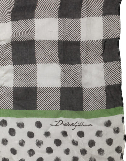 Dolce & Gabbana Black White Napoli Modal Check Shawl Scarf