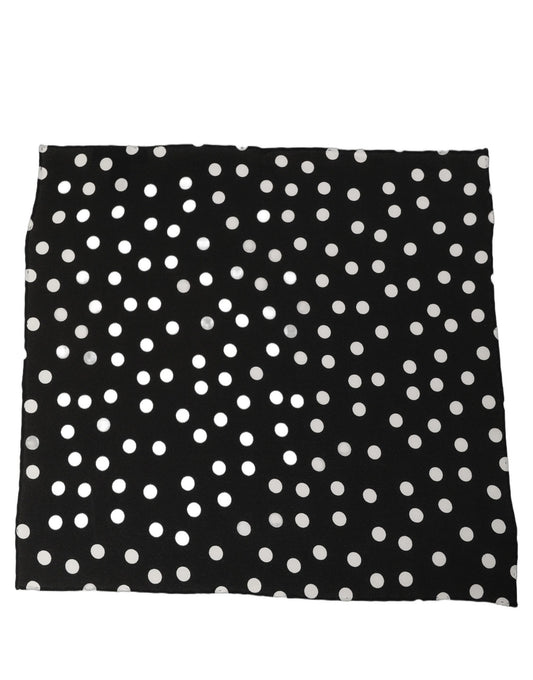 Scarf by Dolce & Gabbana for women in silk black, white & patterned showcases a warm silhouette from the Silk Foulard Square Scarf collection, offering a warm drape that exudes sophisticated luxury.