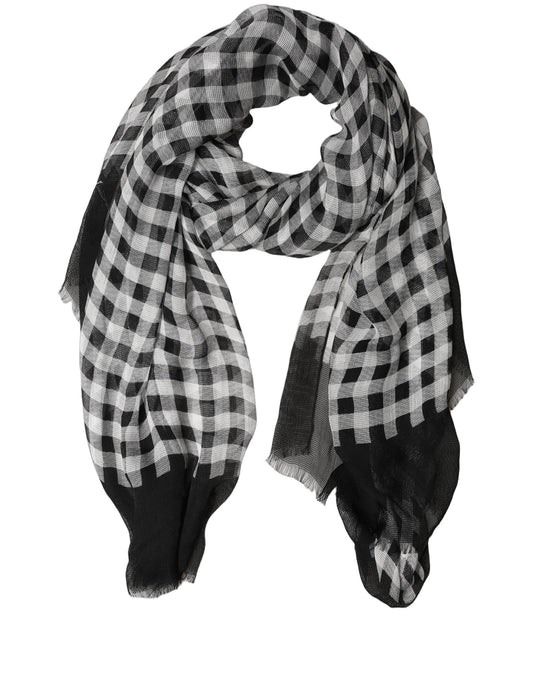 Scarf by Dolce & Gabbana for women in silk black, white & gingham presents a effortlessly chic silhouette, artfully capturing the essence of the effortlessly chic Silk Rectangular Scarf design for a sophisticated look.