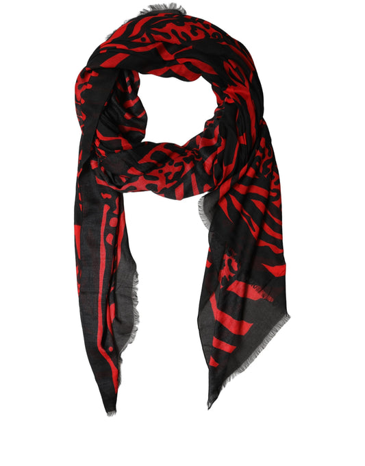 Scarf by Dolce & Gabbana for women in cashmere silk & modal animal, black, red, zebra, patterned & print features a timeless silhouette, artfully capturing the essence of the timeless Cashmere Silk & Modal Rectangular Scarf design for a sophisticated look.
