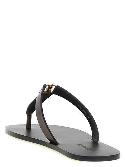 Saint Laurent Brown Calfskin Slides