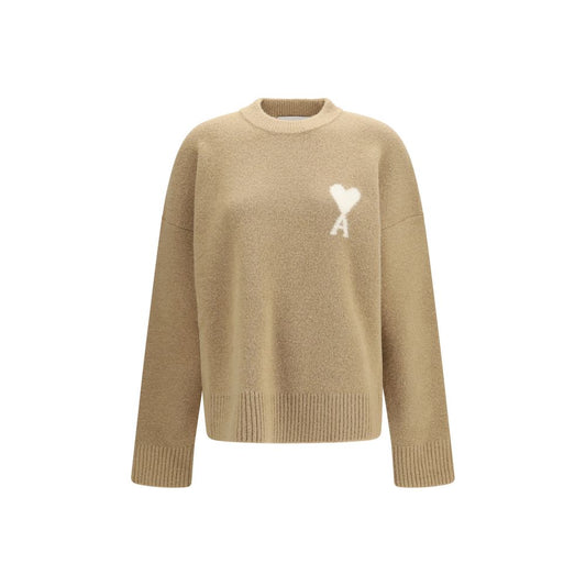 Sweatshirt by Ami Paris for women in polyamide & alpaca wool beige & jacquard features an magnificent silhouette, showcasing a sophisticated crew neckline and detail for a truly magnificent finish.