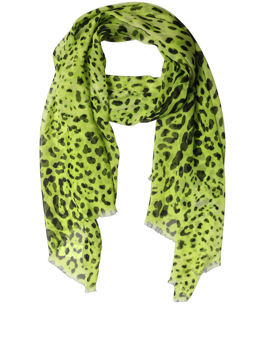 Scarf by Dolce & Gabbana for women in silk black, green, leopard-print, patterned & print presents a effortlessly chic silhouette, artfully capturing the essence of the effortlessly chic Silk Rectangular Stole Scarf design for a sophisticated look.