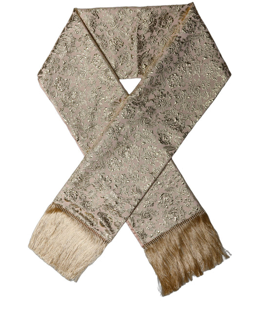 Scarf by Dolce & Gabbana for women in lace marble & silk pink showcases a eye catching silhouette, artfully capturing the essence of the eye catching Lace Marble & Silk Foulard Stole Wrap Fringes Scarf design for a sophisticated look.