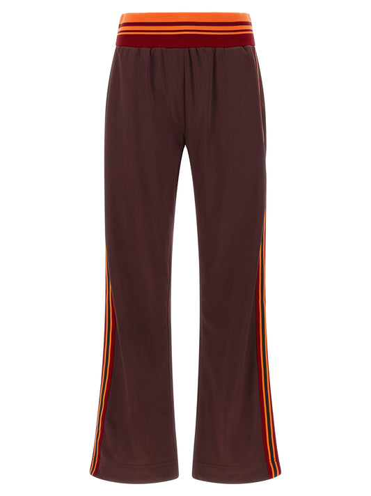 Trousers by Dries Van Noten for women in polyester brown, burgundy, orange & striped presents a smart silhouette, meticulously detailed with a smart athletic & relaxed-fit, a smart long, and a smart .