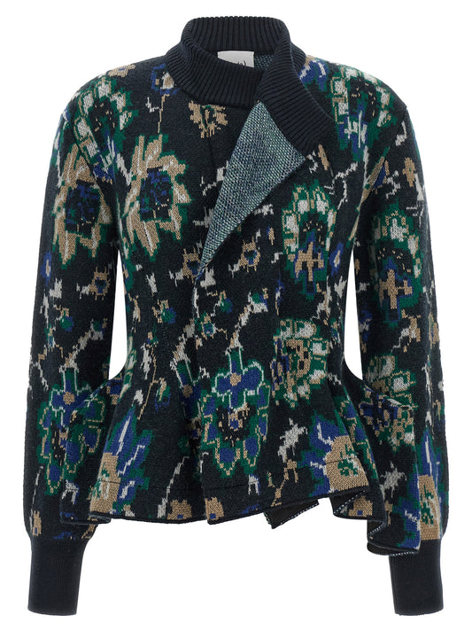 Cardigan by NUDE for women in polyamide acrylic wool multicolor, nude, patterned, floral & jacquard features an crisp silhouette, showcasing a sophisticated wrap asymmetric neckline and long-sleeve detail for a truly crisp finish.
