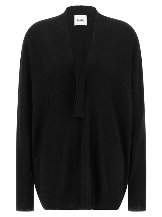 Cardigan by NUDE for women in cashmere viscose black & nude showcases a luxurious silhouette, meticulously detailed with a sophisticated v-neck neckline and for a refined finish.