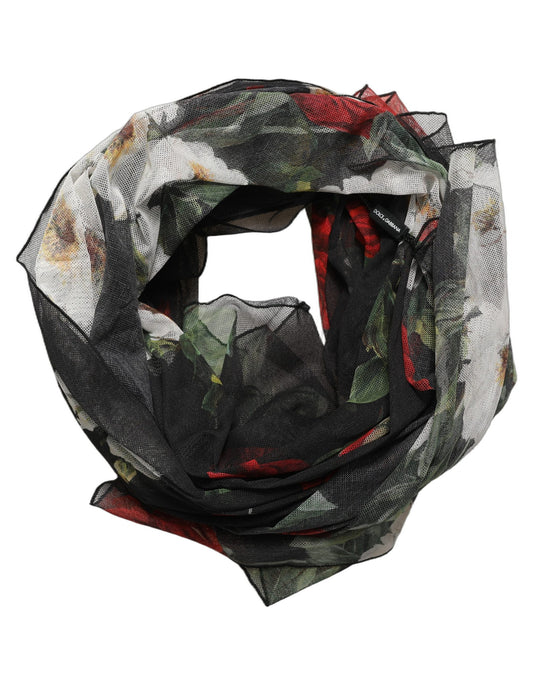 Scarf by Dolce & Gabbana for women in cotton black, red, white, patterned, floral & print showcases a eye catching silhouette, artfully capturing the essence of the eye catching Cotton Rectangular Stole Scarf design for a sophisticated look.