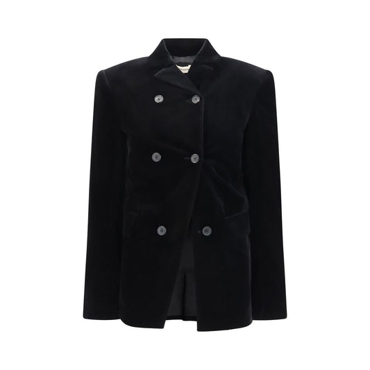Jacket by Khaite for women in cotton velvet & elastane black showcases a enveloping silhouette, artfully detailed with a enveloping and premium pockets for a truly enveloping finish.