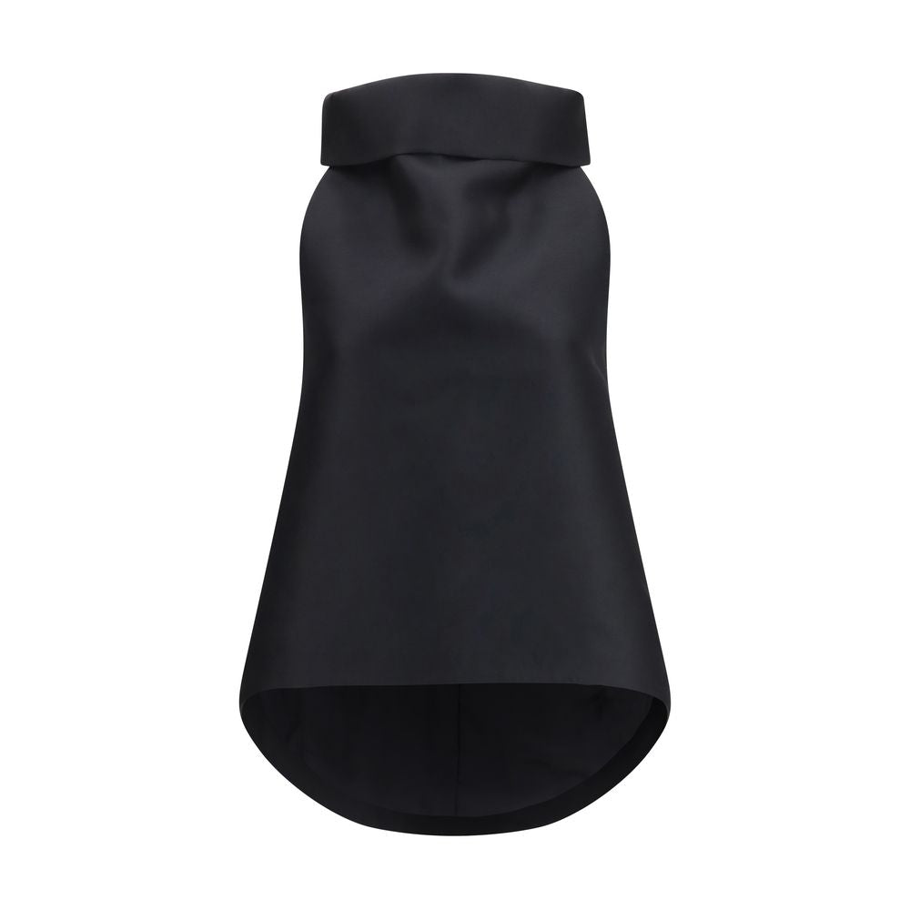 Balenciaga Women's Regular Fit Sleeveless Wool & Silk Shirt - Black