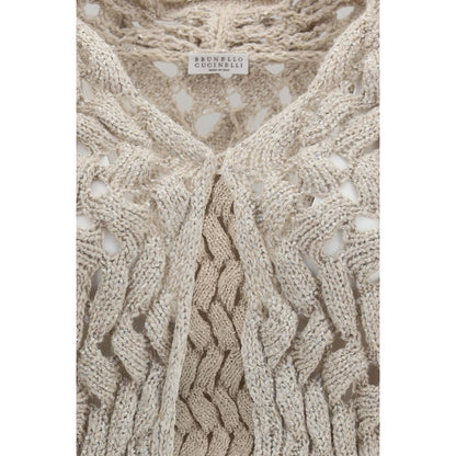 Brunello Cucinelli Beige Silk Cardigan