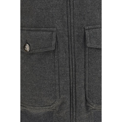 Brunello Cucinelli Gray Cashmere Bomber