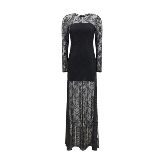 Dress by Nissa for women in polyester lace black & patterned features an cute silhouette, detailed with a long-sleeve and round neckline that elegantly flows into a cute long.