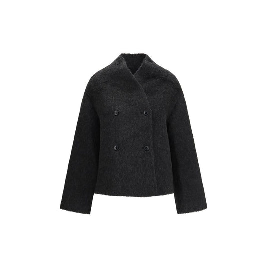 Jacket by Loulou De Saison for women in cashmere & alpaca wool black presents a impeccable silhouette, showcasing distinct and a impeccable v-neck double-breasted neckline for a sophisticated finish.