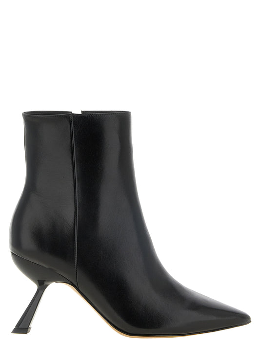 Geometric Ankle Boots by Alexandre Birman for women in calfskin leather black & gold features an effortless chic silhouette from the Star Women's Calfskin Leather Geometric Ankle Boots collection, showcasing a effortless chic geometric-heel and refined for an effortless chic look.