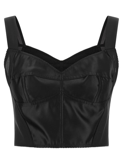 Dolce & Gabbana Black Polyamide Tank Tops