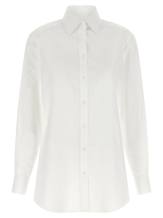 Blouse by Dolce & Gabbana for women in cotton white presents a discerning silhouette, showcasing a sophisticated and long-sleeve for a truly discerning finish.