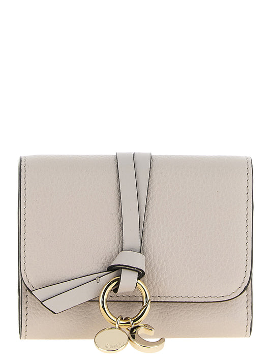 Cardholder Card Case by Chloé for women in calfskin leather gray, gold, light-grey & natural features an dynamic silhouette from the Calfskin Leather Cardholder Card Case collection, highlighting dynamic card-organization compact-design trifold coin-purse for a premium and sophisticated look.